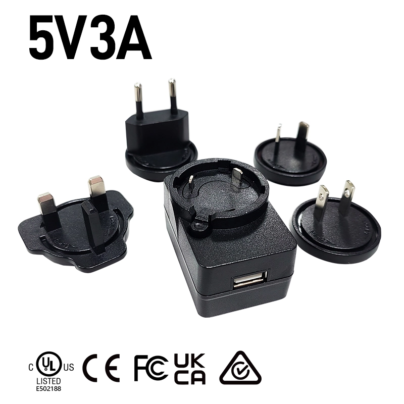 5V 3A プラグ交換式USB充電器
