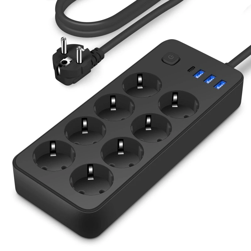 EU 標準電源タップ 8 AC、USB ポート 4 個